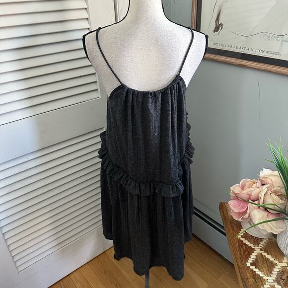 FREE PEOPLE BEACH Womens Tunic Dress Rosaline Ruffle Tier Bohemian Gray SMALL - Picture 4 of 9